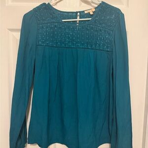 Meadow Rue Teal Embroidered Blouse